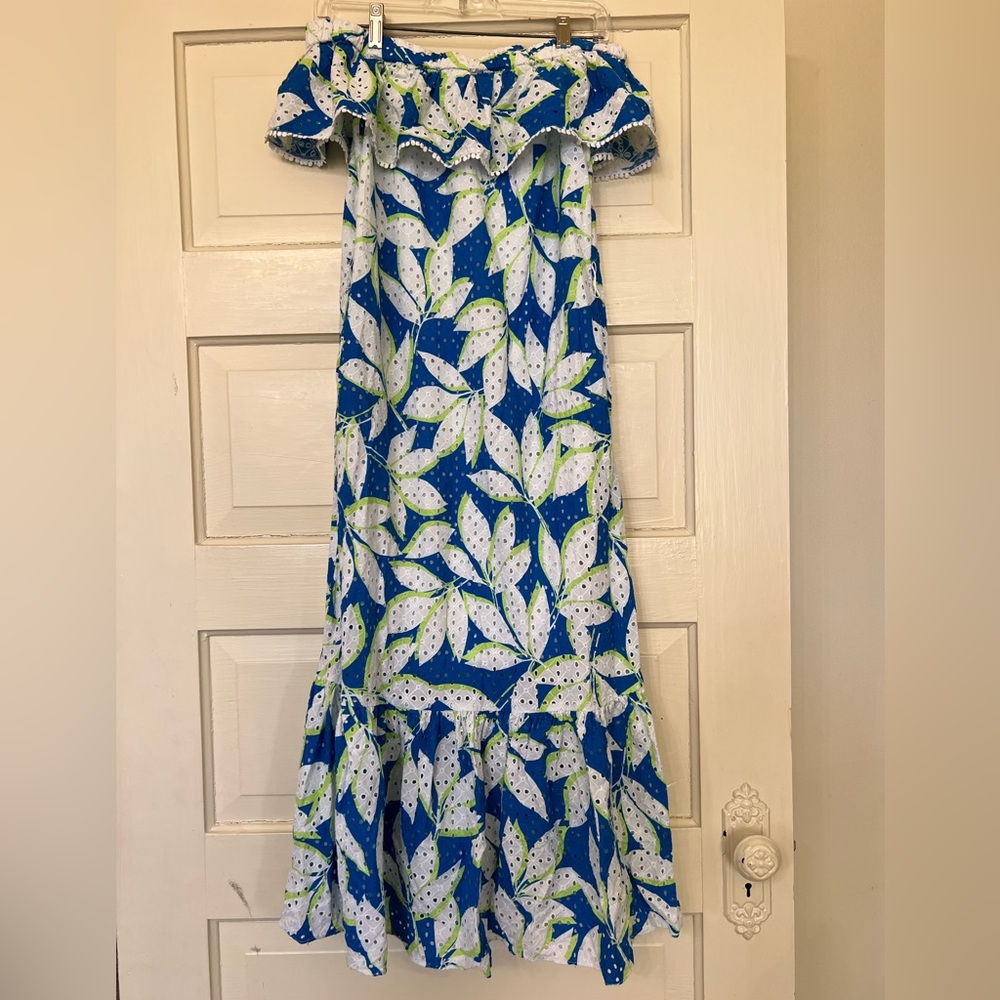 Draper James Strapless or Off the Shoulder Sundress Leaf Print